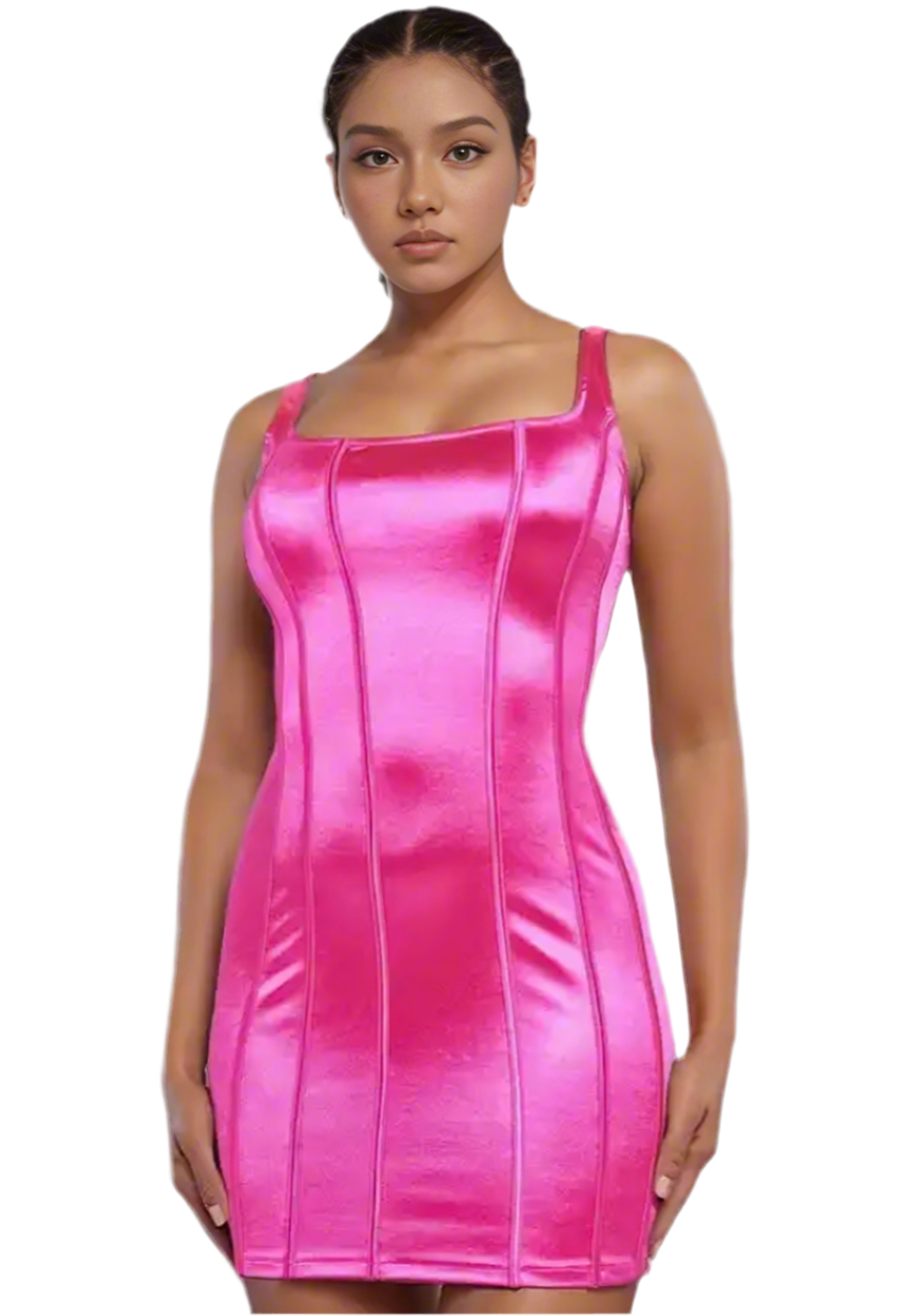 Metallic Micro Mini Dress - Hot Pink
