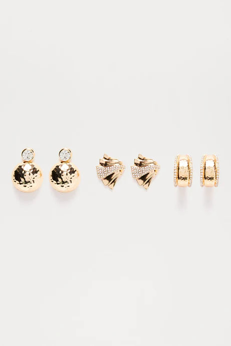 Goldfish 3 Piece Earring Set - Gold