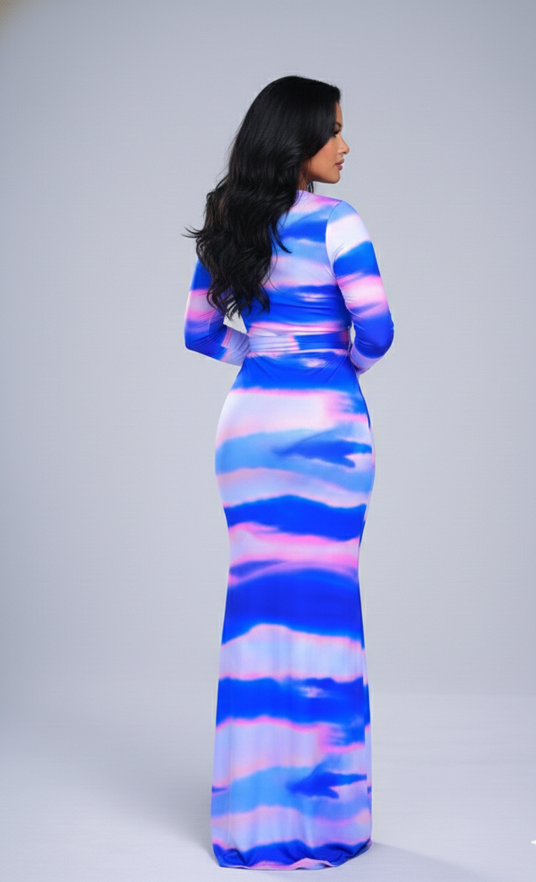 Galaxy maxi dress-blue