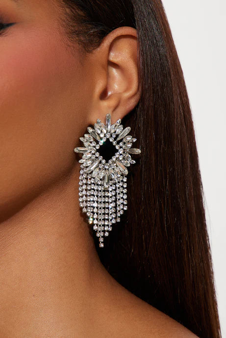 Dropping Diamonds Earrings - Silver - Elohim