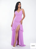 Lavender angel slit maxi dress