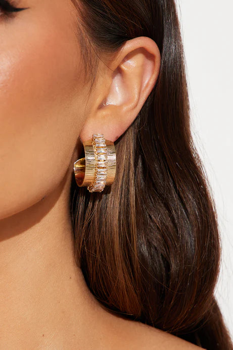 Walking Gems Hoop Earrings - Gold
