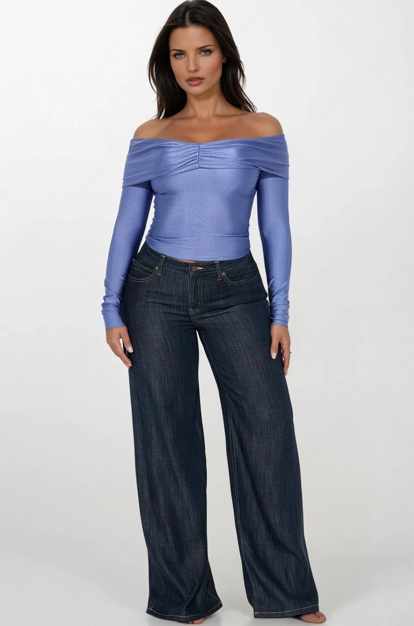 Melanie Off Shoulder Top - Slate Grey - Elohim