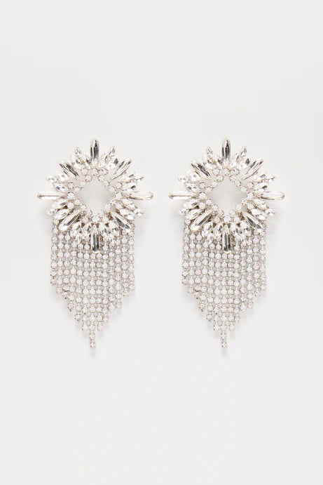 Dropping Diamonds Earrings - Silver - Elohim