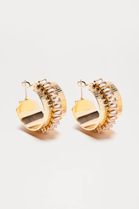 Walking Gems Hoop Earrings - Gold