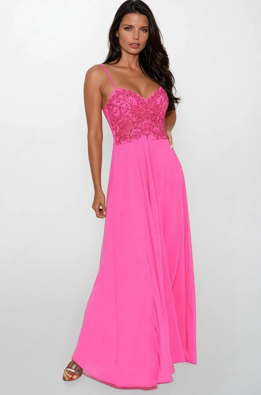 Chiffon Gown - Fuchsia - Elohim