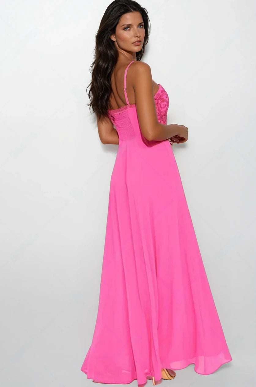 Chiffon Gown - Fuchsia - Elohim