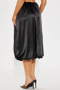 That Satin Bubble Midi Skirt - Black - Elohim