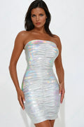 Selha Metallic Mini Dress-Silver - Elohim
