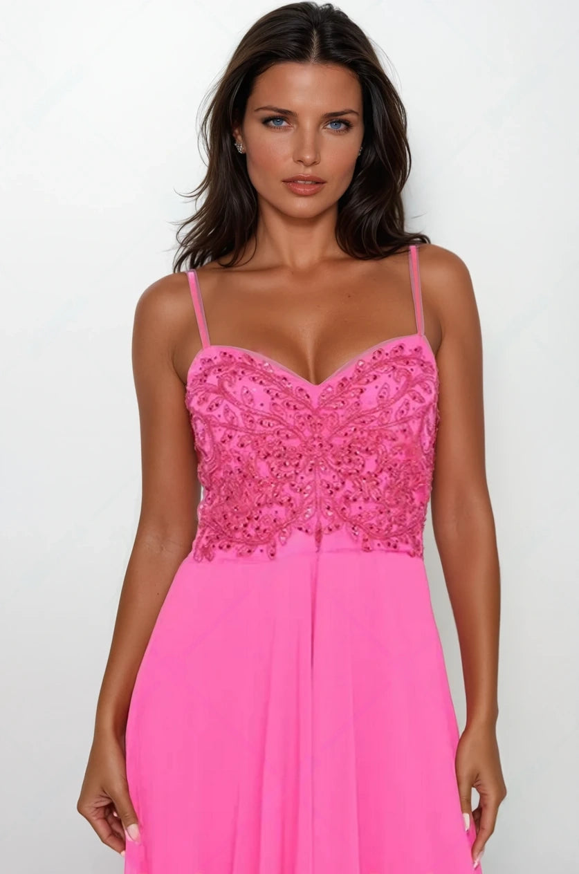 Chiffon Gown - Fuchsia - Elohim